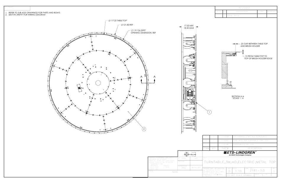 Ets lindgren, Turntable,3m,hd,electric,metal top | ETS-Lindgren 2181 Turntable User Manual | Page 39 / 44