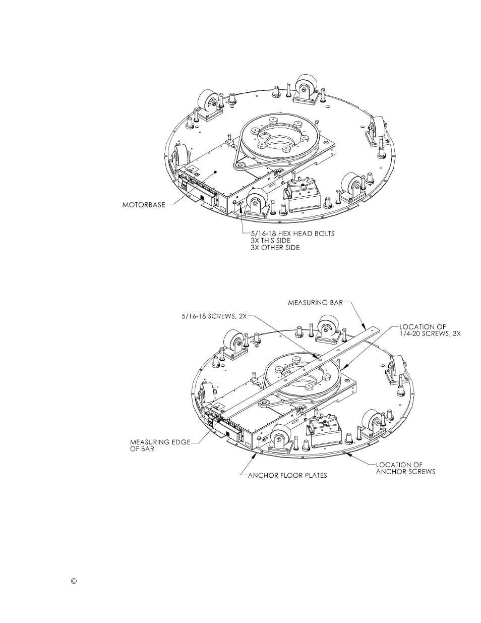 Figure 1: turntable interior design, Figure 2: turntable pit locator detail | ETS-Lindgren 2188 Turntable User Manual | Page 15 / 39