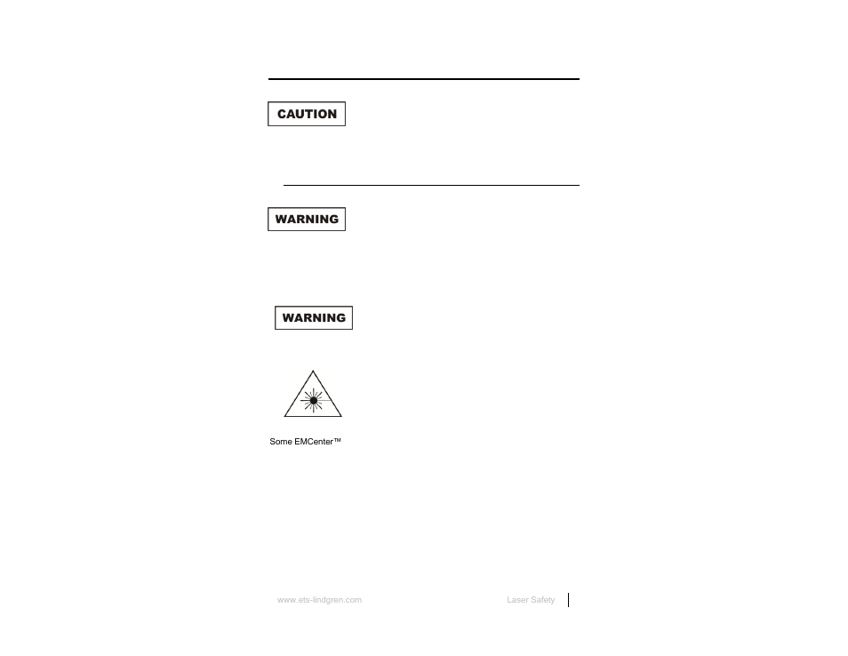0 laser safety, Safety precautions | ETS-Lindgren 7000-001 EMCenter Modular RF Platform User Manual | Page 17 / 41