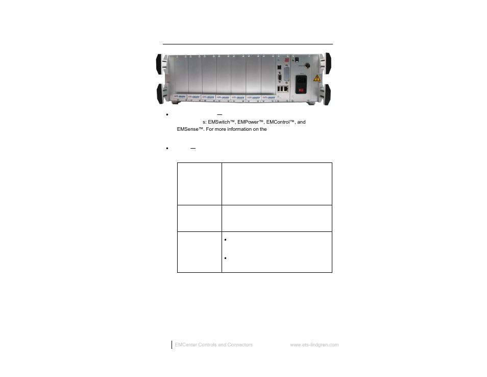 Back panel | ETS-Lindgren 7000-001 EMCenter Modular RF Platform User Manual | Page 20 / 41