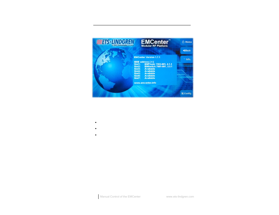 Information screen, E 28 | ETS-Lindgren 7000-001 EMCenter Modular RF Platform User Manual | Page 28 / 41
