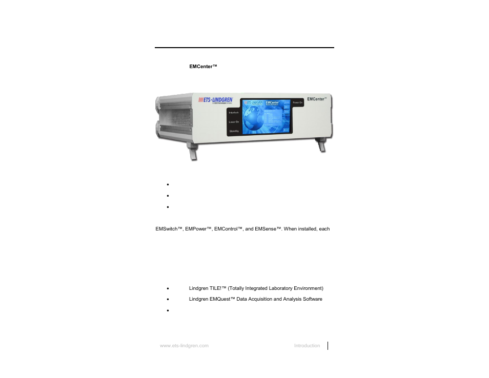 0 introduction | ETS-Lindgren 7000-001 EMCenter Modular RF Platform User Manual | Page 7 / 41