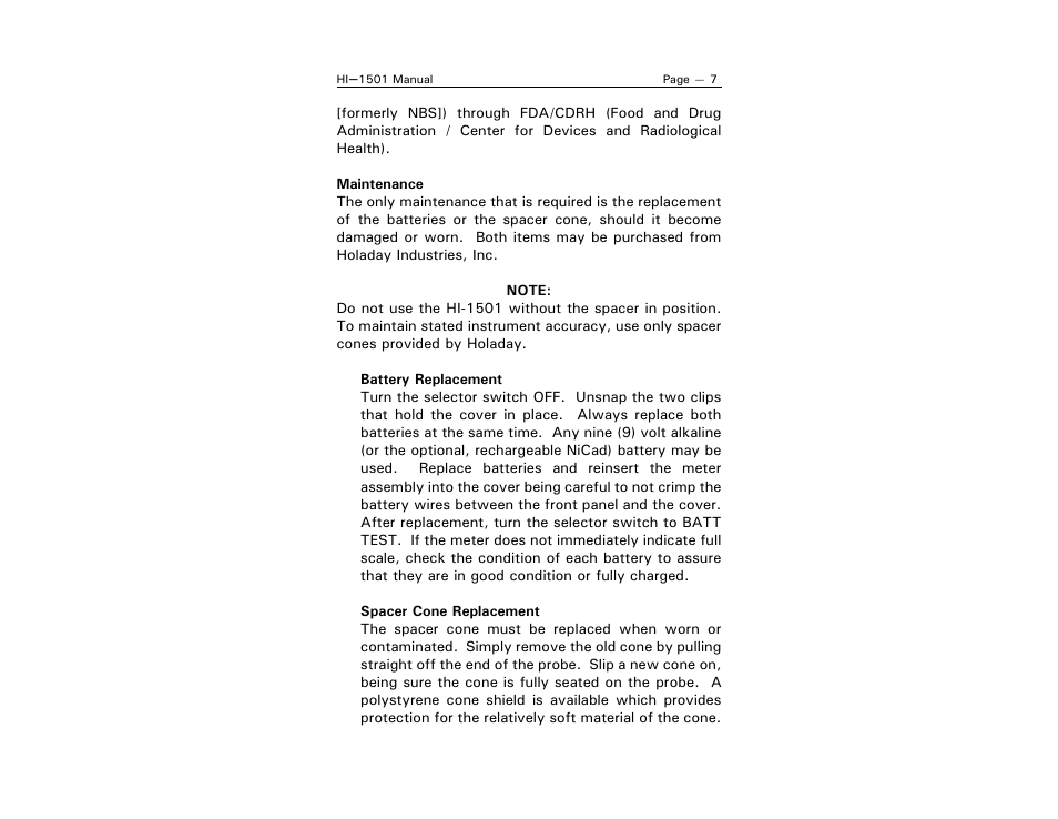 ETS-Lindgren HI-1501 Microwave Oven Survey Meter User Manual | Page 15 / 28