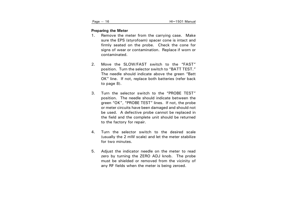 ETS-Lindgren HI-1501 Microwave Oven Survey Meter User Manual | Page 24 / 28