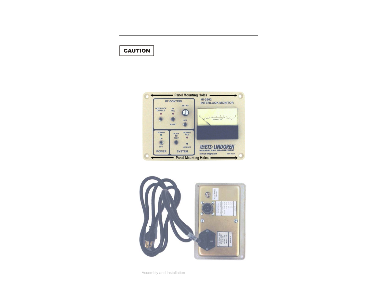 Assembly and installation | ETS-Lindgren HI-2602 Interlock Monitor User Manual | Page 13 / 22