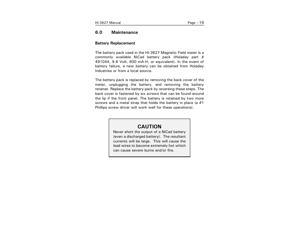 Caution | ETS-Lindgren HI-3627 ELF Magnetic Field Meter User Manual | Page 27 / 36