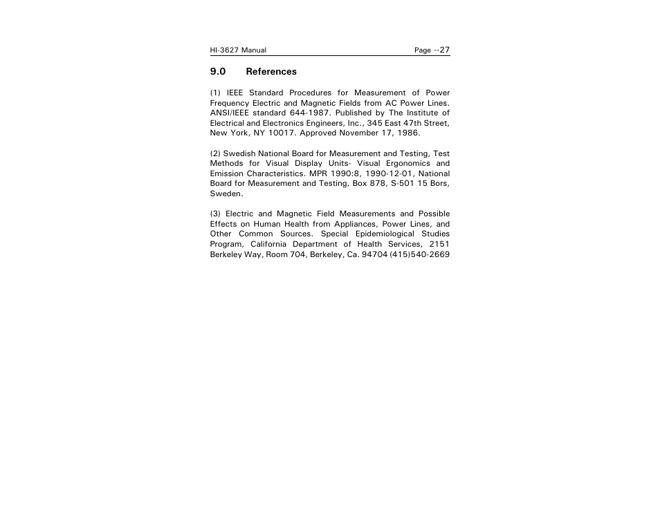 ETS-Lindgren HI-3627 ELF Magnetic Field Meter User Manual | Page 35 / 36