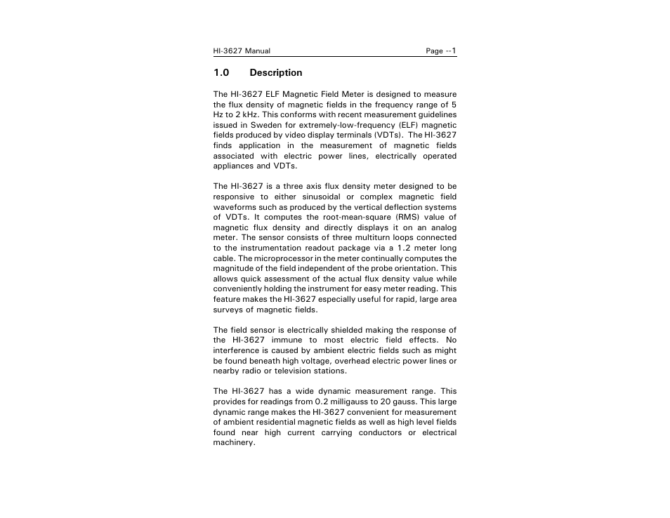 ETS-Lindgren HI-3627 ELF Magnetic Field Meter User Manual | Page 9 / 36