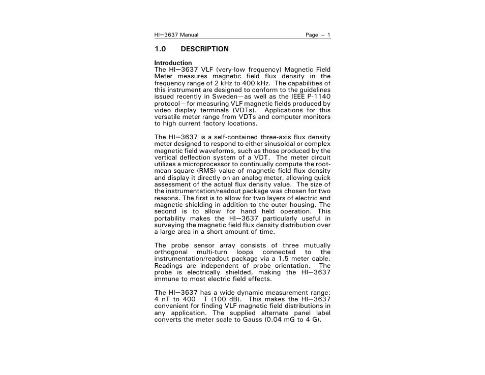 ETS-Lindgren HI-3637 VLF Magnetic Field Meter User Manual | Page 9 / 48