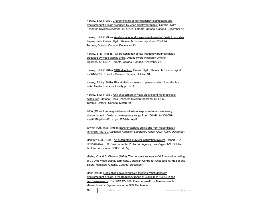 ETS-Lindgren HI-3638 ELV/VLF Electric Field Meter User Manual | Page 38 / 41