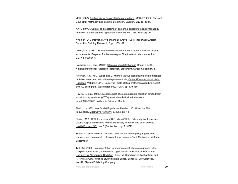 ETS-Lindgren HI-3638 ELV/VLF Electric Field Meter User Manual | Page 39 / 41