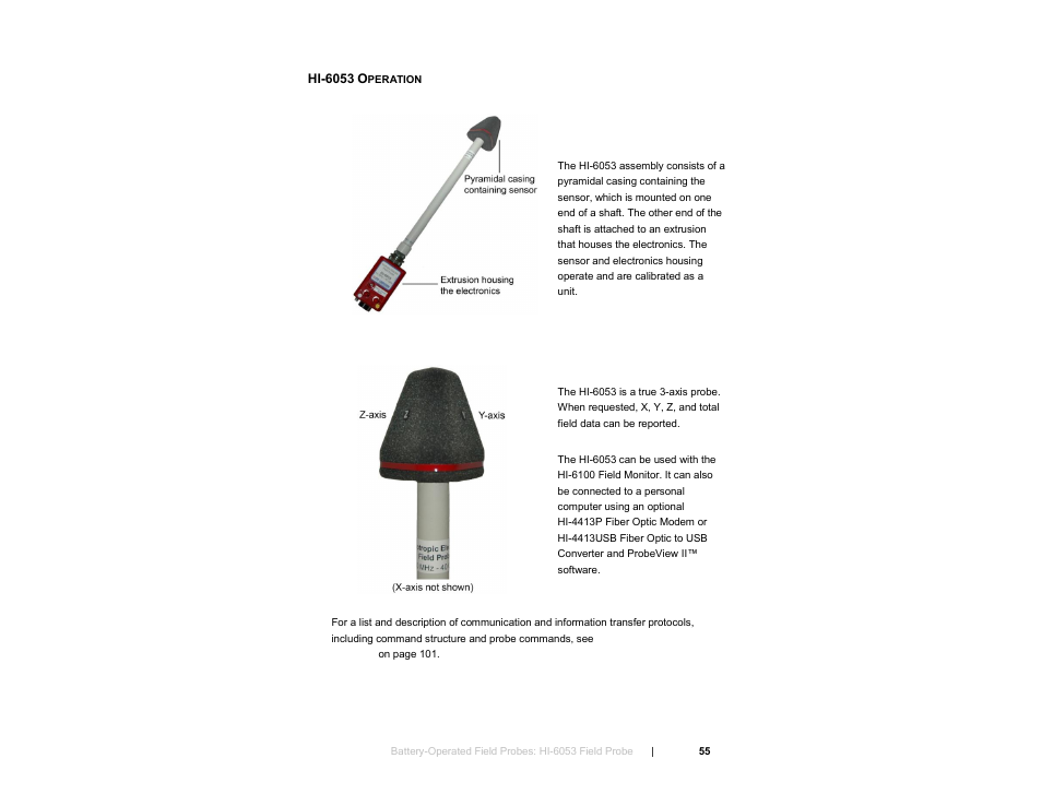 Hi-6053 operation | ETS-Lindgren HI-6153 Electric Field Probe User Manual | Page 55 / 152