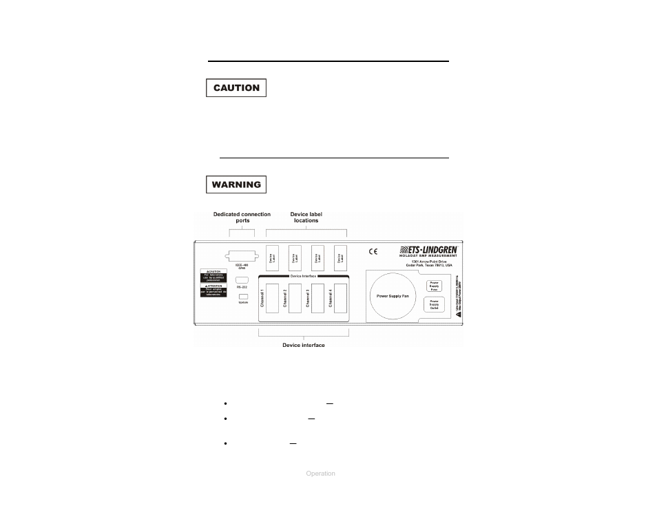 0 operation, Back panel, Figure 5 | Hi-6100 back panel | ETS-Lindgren HI-6100 Field Monitor User Manual | Page 25 / 71