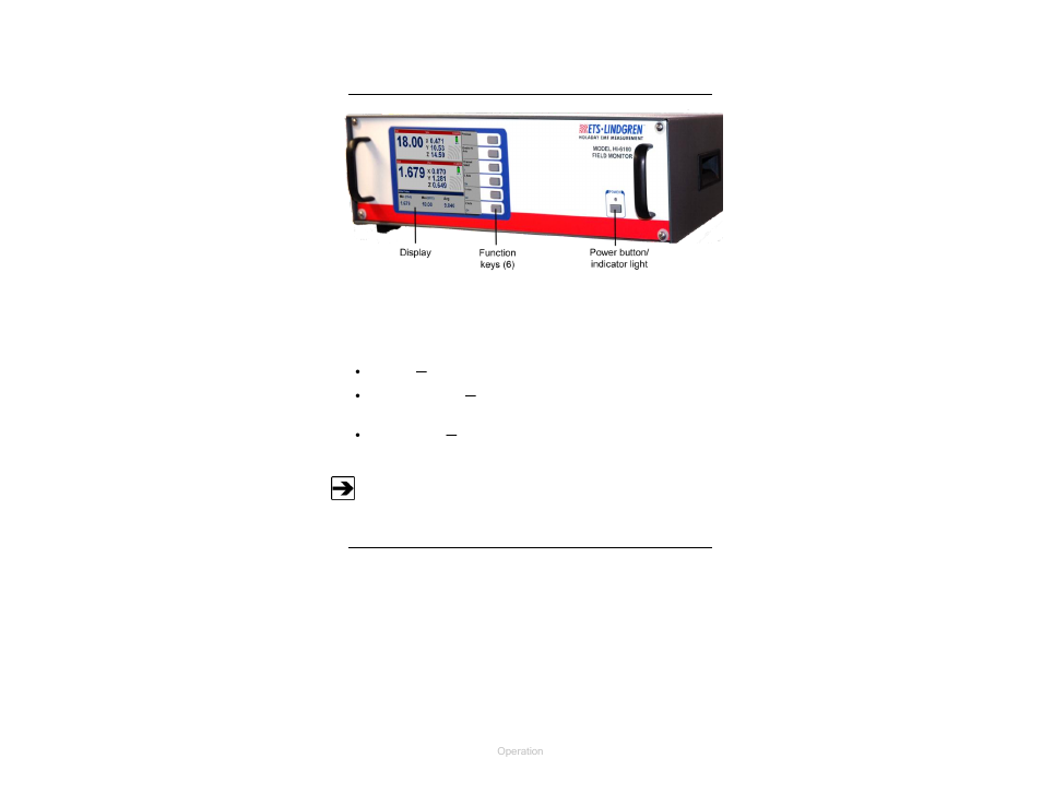 Front panel, Hi-6100 menu options, Figure 6 | Hi-6100 front panel (shown with optional case) | ETS-Lindgren HI-6100 Field Monitor User Manual | Page 26 / 71