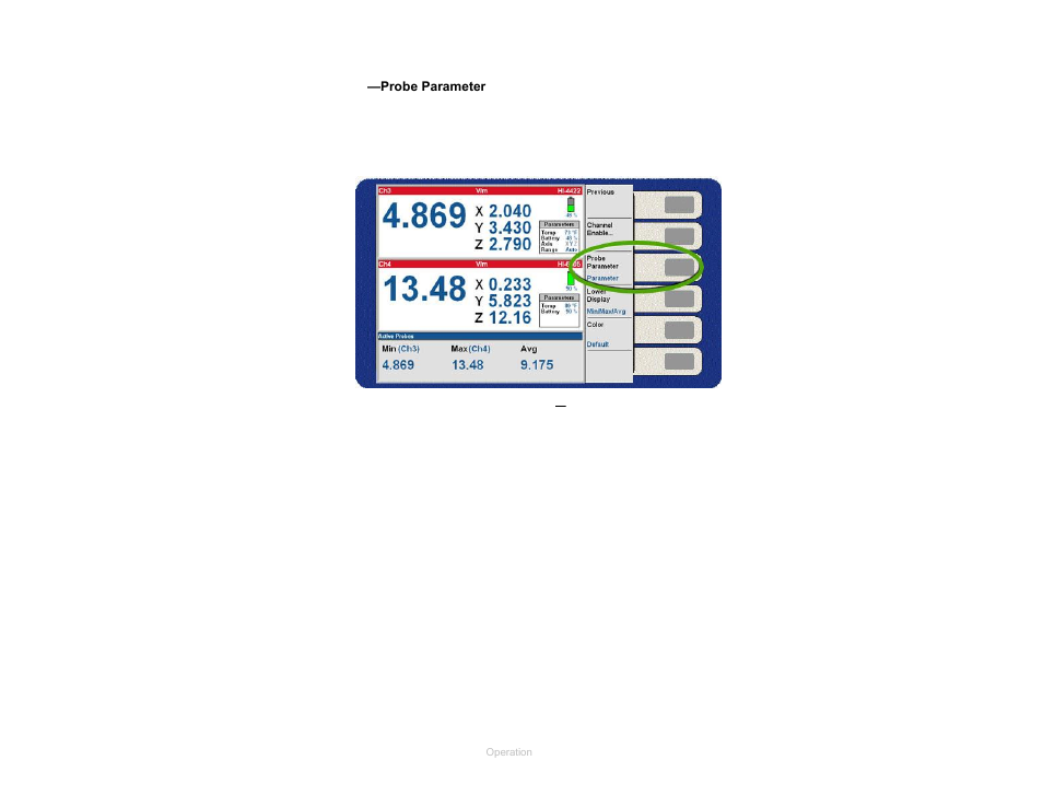 Probe parameter, Figure 18, Display menu—probe parameter | ETS-Lindgren HI-6100 Field Monitor User Manual | Page 35 / 71