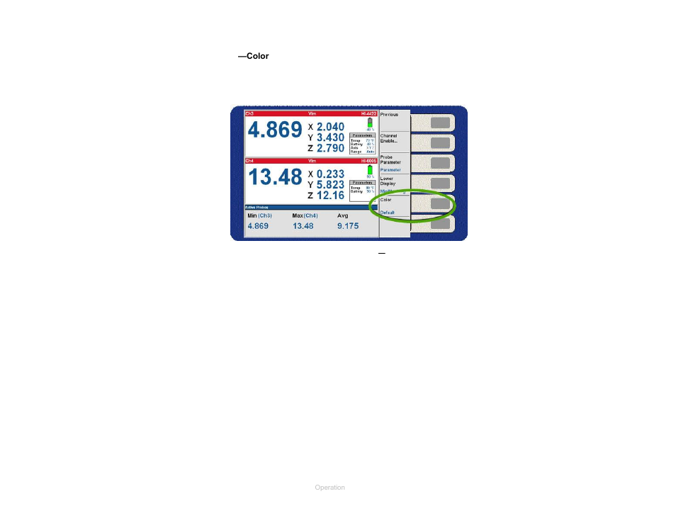 Color, Figure 20, Display menu—color | ETS-Lindgren HI-6100 Field Monitor User Manual | Page 37 / 71