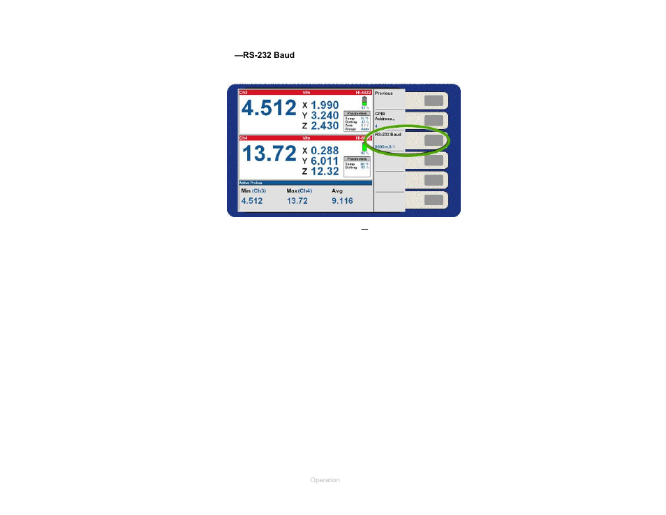 Rs-232 baud, Figure 23, Remote menu—rs-232 baud | ETS-Lindgren HI-6100 Field Monitor User Manual | Page 39 / 71