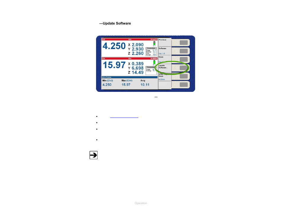 Update software, Figure 30, System, more menu—update software | ETS-Lindgren HI-6100 Field Monitor User Manual | Page 44 / 71