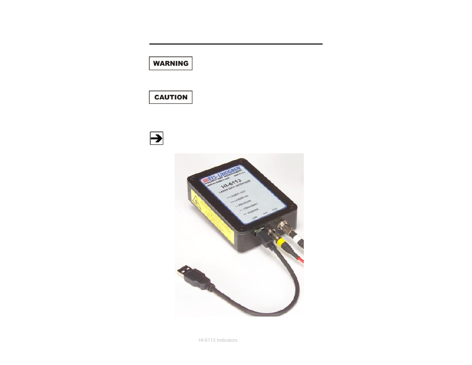 0 hi-6113 indicators | ETS-Lindgren HI-6113 Laser Data Interface and Probe Measurement System User Manual | Page 21 / 49