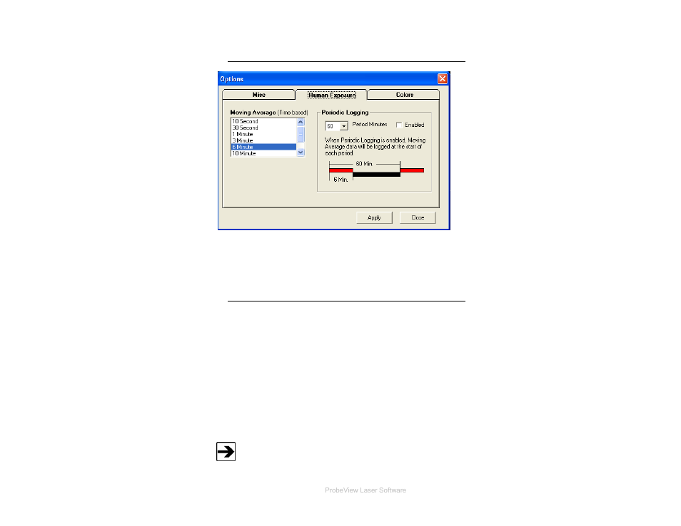 Human exposure, Miscellaneous, Sample limit | Auto update interval | ETS-Lindgren HI-6113 Laser Data Interface and Probe Measurement System User Manual | Page 38 / 49
