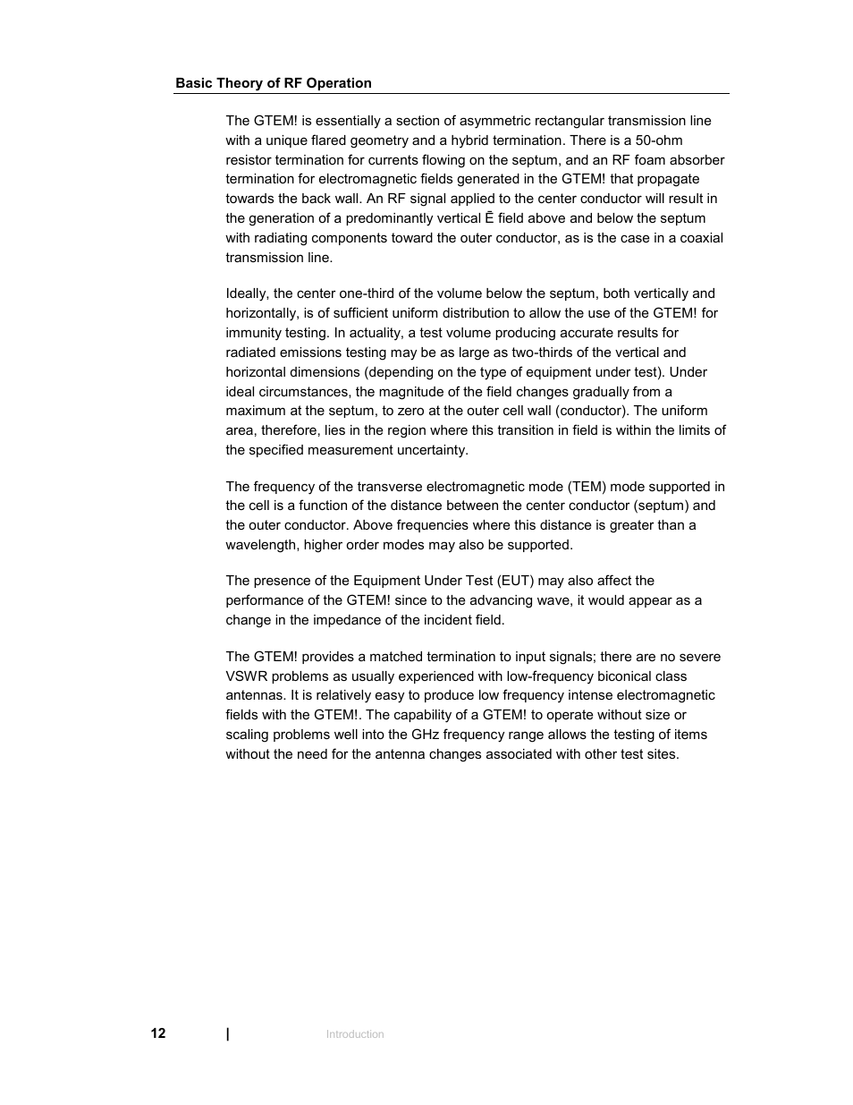 Basic theory of rf operation | ETS-Lindgren 5411 GTEM! Test Cell User Manual | Page 12 / 91