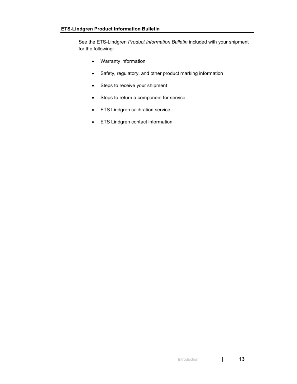 Ets-lindgren product information bulletin | ETS-Lindgren 5411 GTEM! Test Cell User Manual | Page 13 / 91