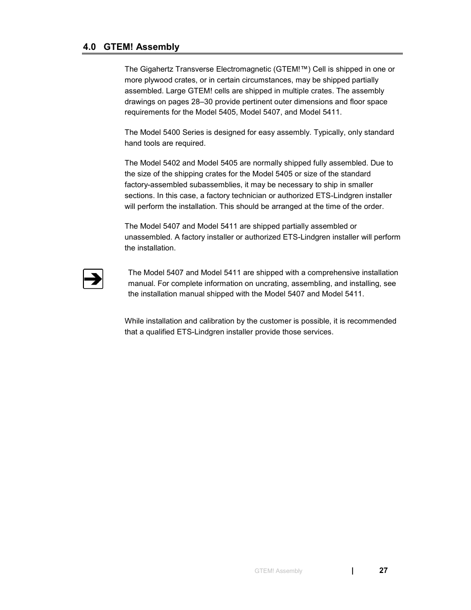 0 gtem! assembly | ETS-Lindgren 5411 GTEM! Test Cell User Manual | Page 27 / 91
