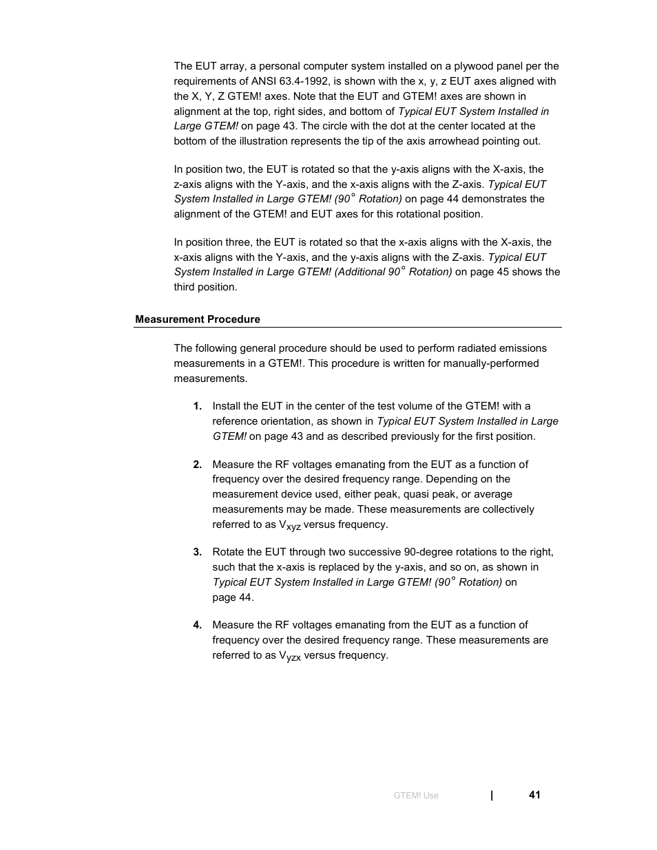 Measurement procedure | ETS-Lindgren 5411 GTEM! Test Cell User Manual | Page 41 / 91