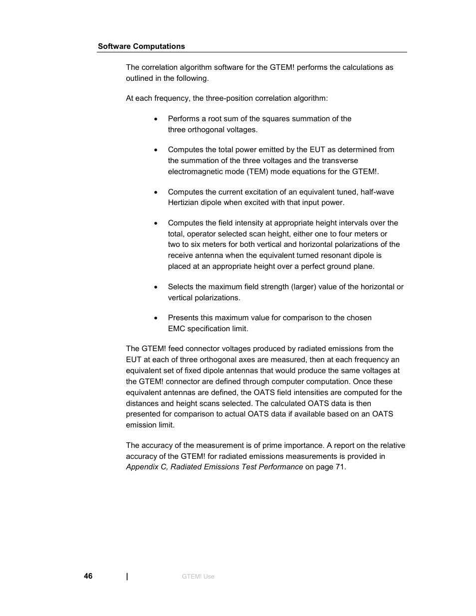 Software computations | ETS-Lindgren 5411 GTEM! Test Cell User Manual | Page 46 / 91