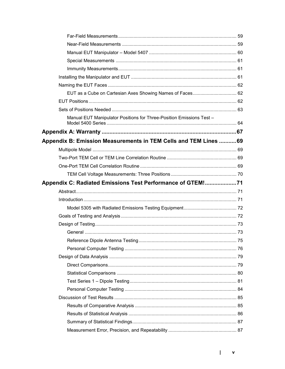 ETS-Lindgren 5411 GTEM! Test Cell User Manual | Page 5 / 91