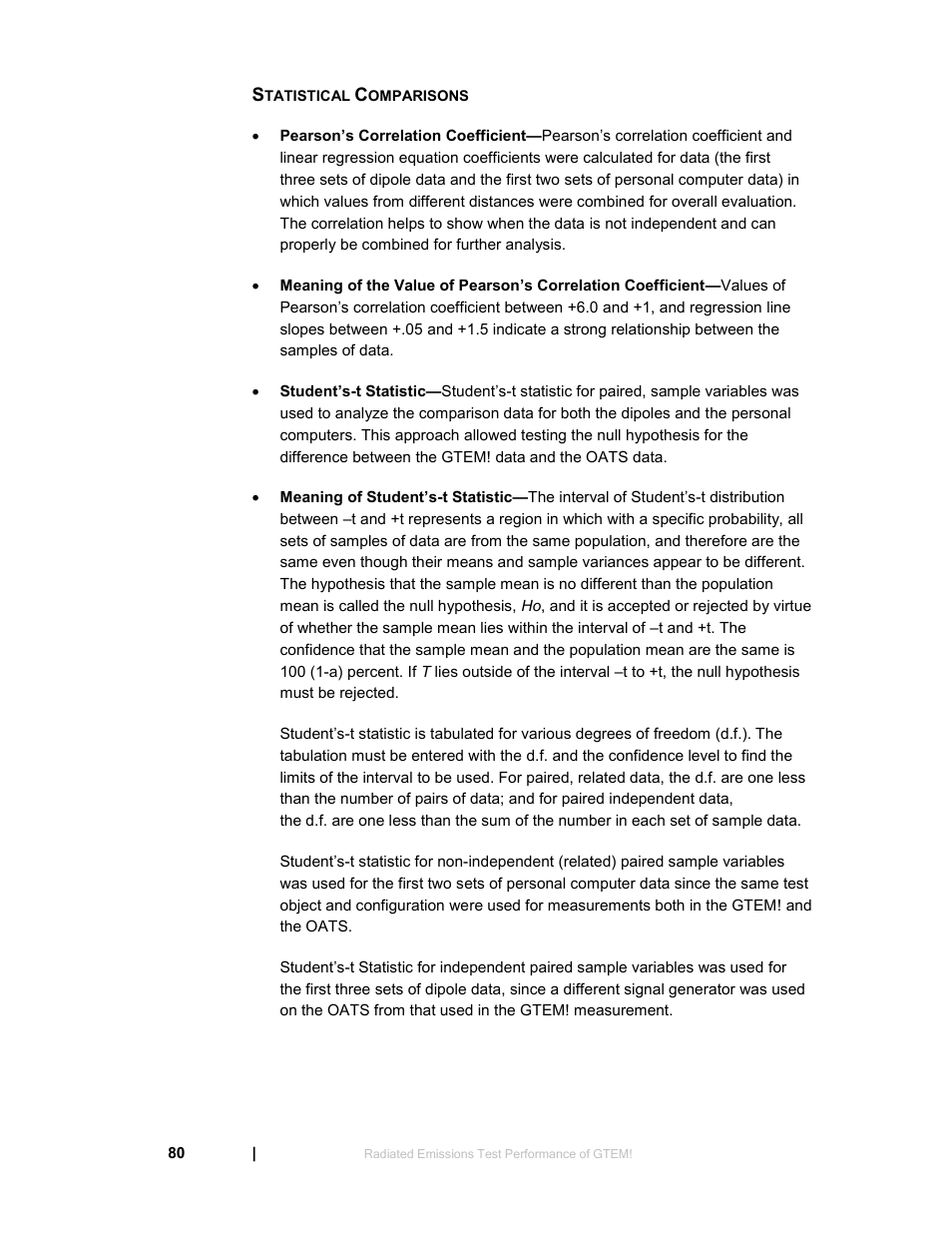 Statistical comparisons | ETS-Lindgren 5411 GTEM! Test Cell User Manual | Page 80 / 91