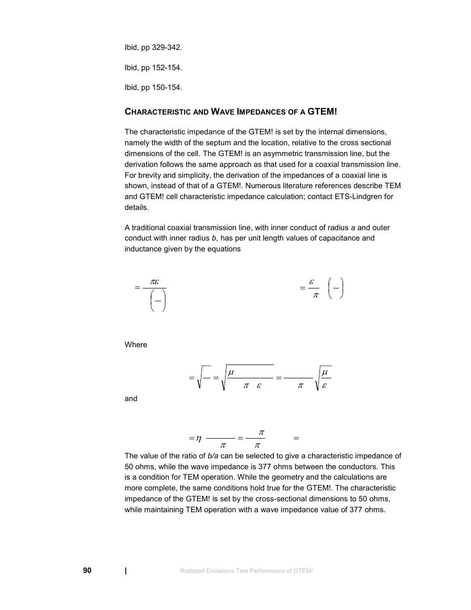 Characteristic and wave impedances of a gtem | ETS-Lindgren 5411 GTEM! Test Cell User Manual | Page 90 / 91