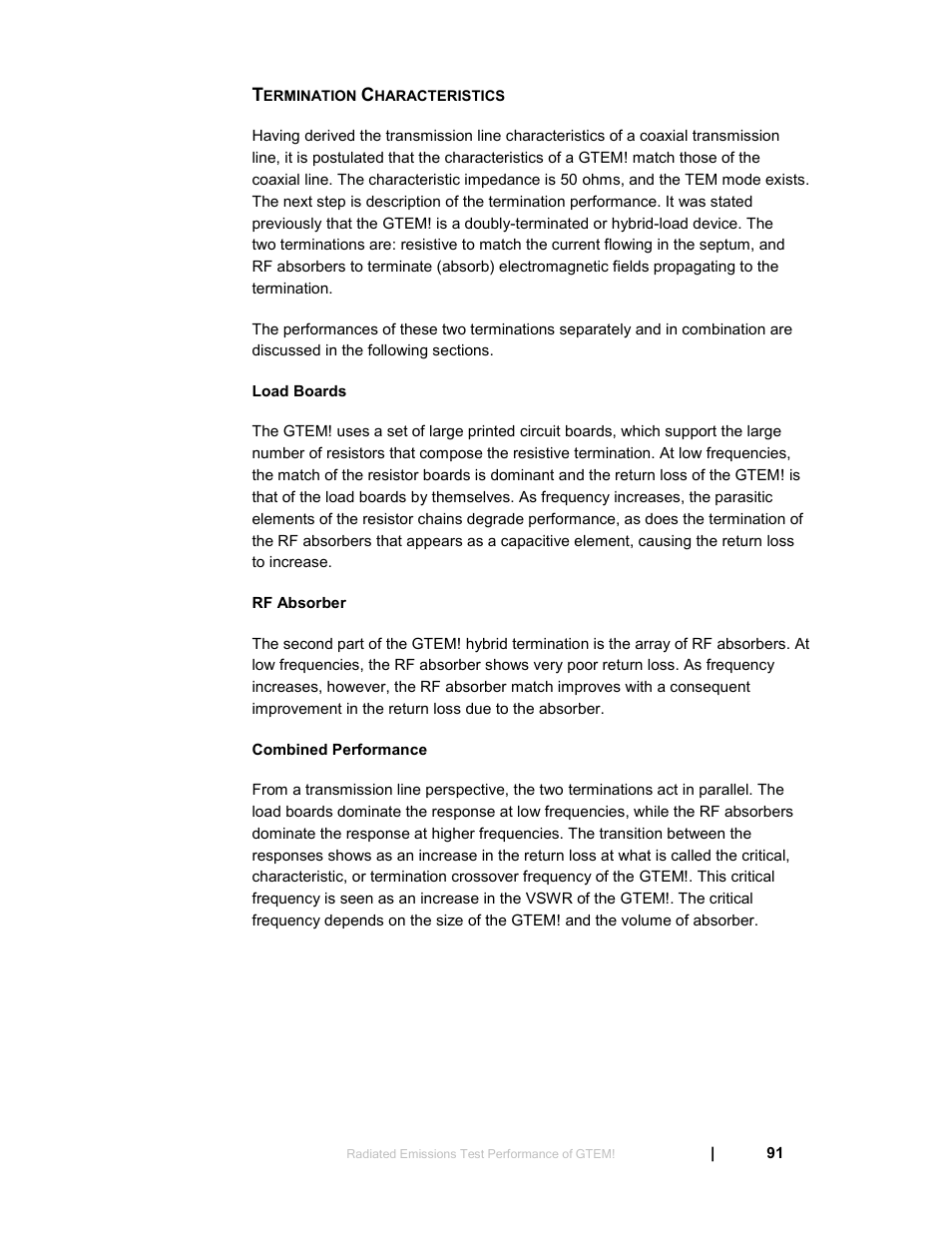 Termination characteristics | ETS-Lindgren 5411 GTEM! Test Cell User Manual | Page 91 / 91