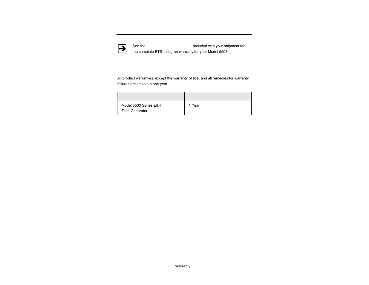 Appendix a: warranty | ETS-Lindgren 5503 Electric Field Generator User Manual | Page 35 / 40