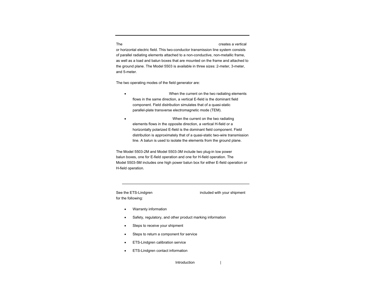 0 introduction | ETS-Lindgren 5503 Electric Field Generator User Manual | Page 7 / 40