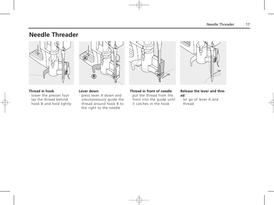 Needle threader | Bernina ACTIVA 135 S User Manual | Page 18 / 73