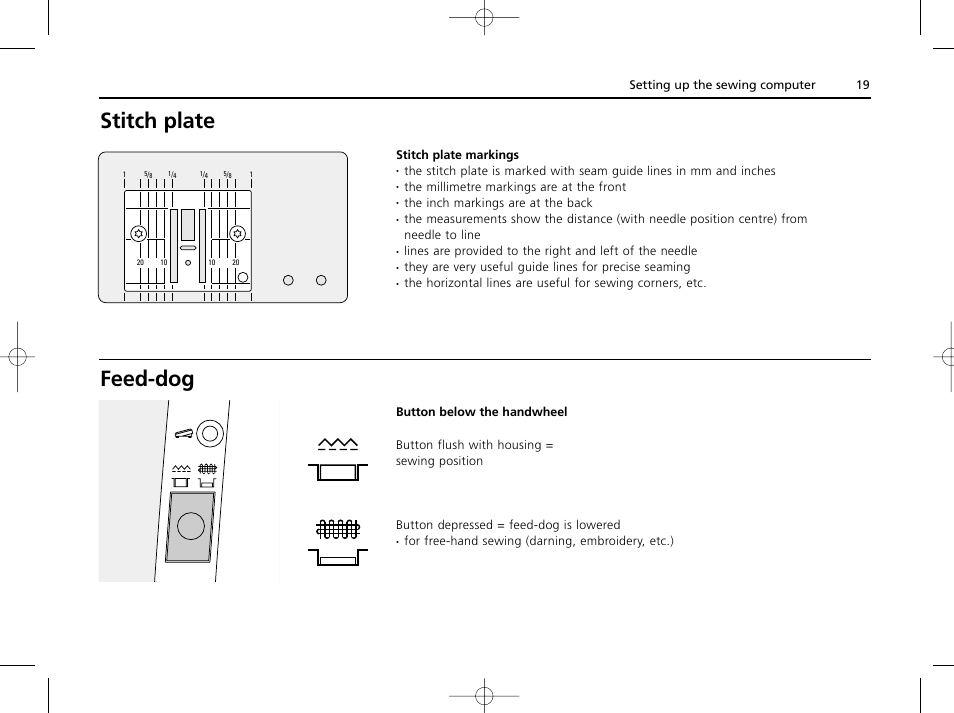 Stitch plate, Feed-dog | Bernina ACTIVA 135 S User Manual | Page 20 / 73