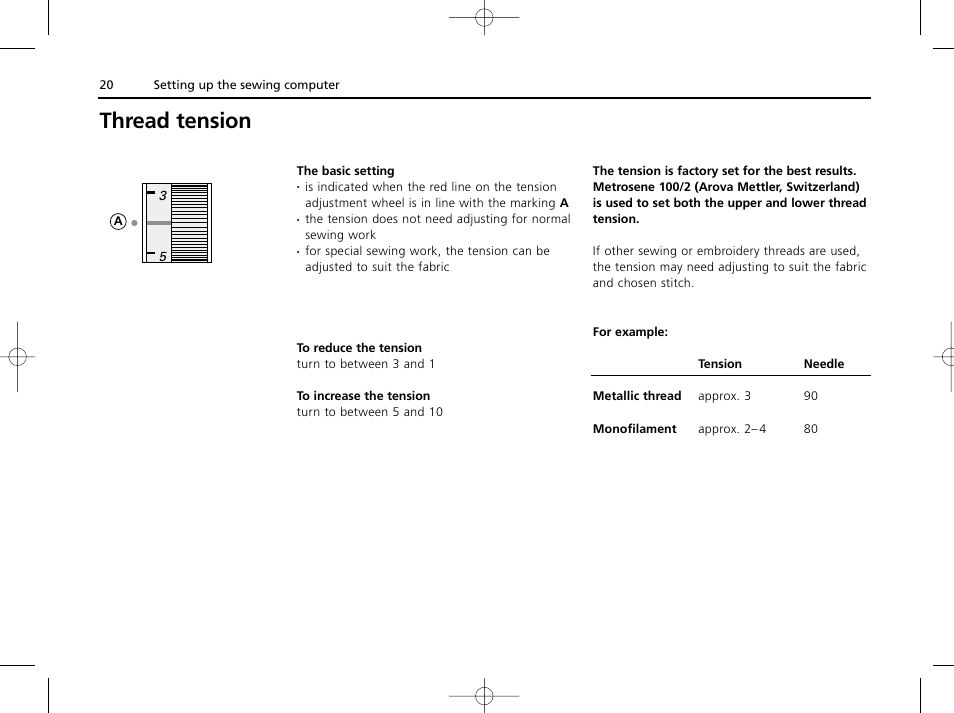 Thread tension | Bernina ACTIVA 135 S User Manual | Page 21 / 73