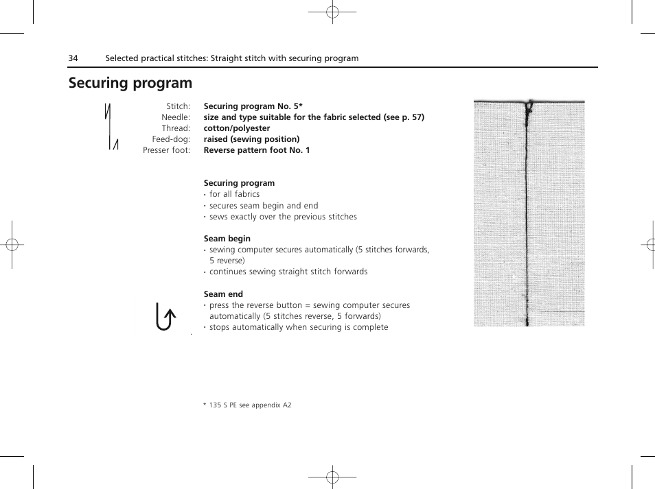 Securing program | Bernina ACTIVA 135 S User Manual | Page 35 / 73