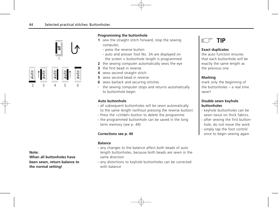 Bernina ACTIVA 135 S User Manual | Page 45 / 73