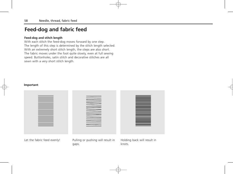 Feed-dog and fabric feed | Bernina ACTIVA 135 S User Manual | Page 59 / 73