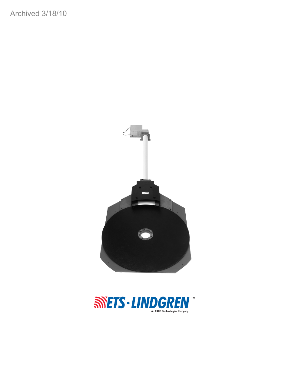 ETS-Lindgren 2065 LoPro Turntable Electric-powered 1.2m Turntable (Archived) User Manual | 47 pages