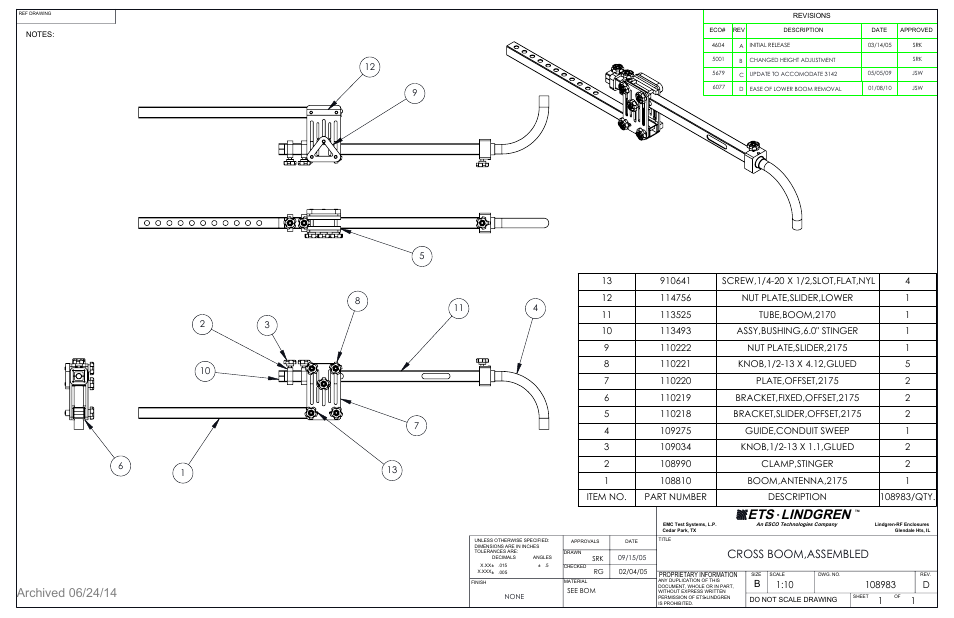 Ets lindgren, Cross boom,assembled | ETS-Lindgren 2071B Antenna Positioning Tower (Archived) User Manual | Page 54 / 65