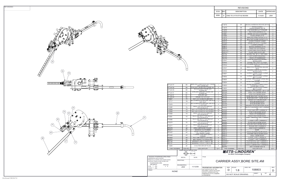 Ets lindgren, Carrier assy,bore site,4m, None | Revisions | ETS-Lindgren 2071B Antenna Positioning Tower (Archived) User Manual | Page 57 / 65