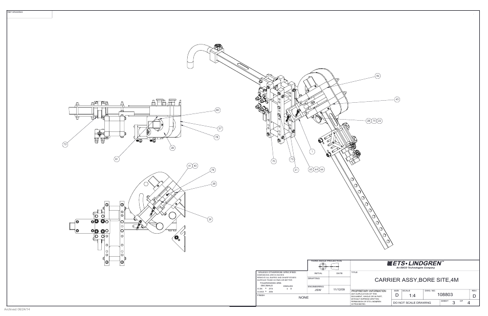 Ets lindgren, Carrier assy,bore site,4m | ETS-Lindgren 2071B Antenna Positioning Tower (Archived) User Manual | Page 59 / 65