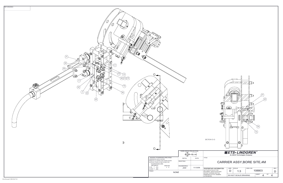 Ets lindgren, Carrier assy,bore site,4m | ETS-Lindgren 2071B Antenna Positioning Tower (Archived) User Manual | Page 60 / 65
