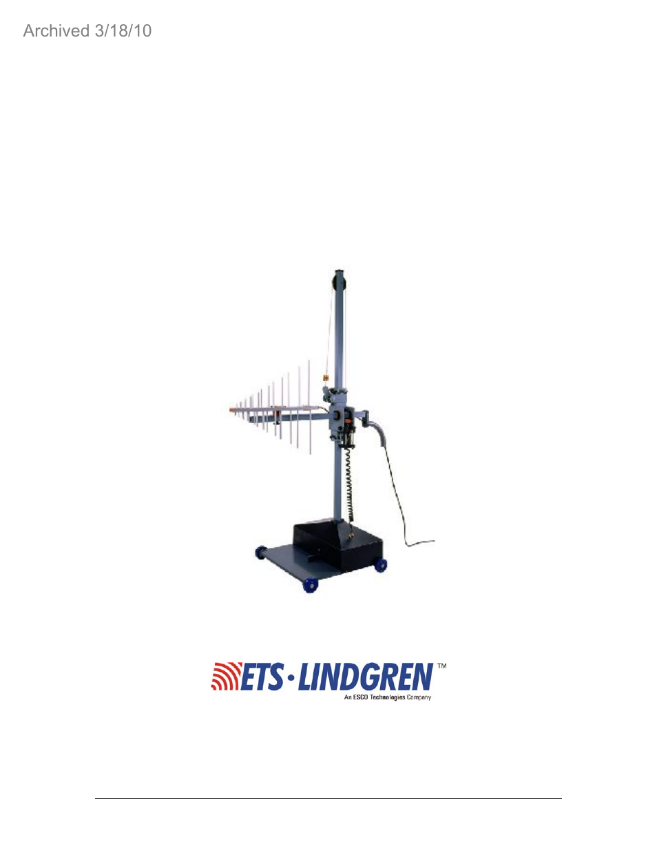 ETS-Lindgren 2075 MiniMast (Archived) User Manual | 36 pages