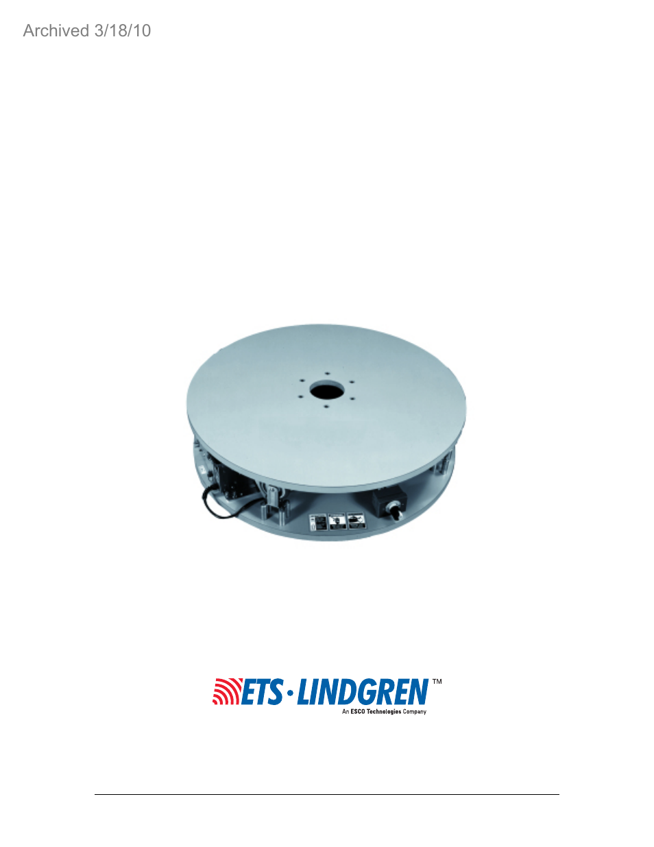 ETS-Lindgren 2081 Turntable Series 1.2m/1.5m (Archived) User Manual | 45 pages