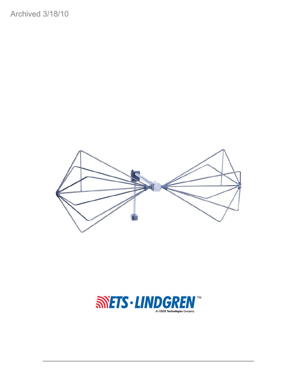 ETS-Lindgren 3110B Biconical Antenna (Archived) User Manual | 12 pages