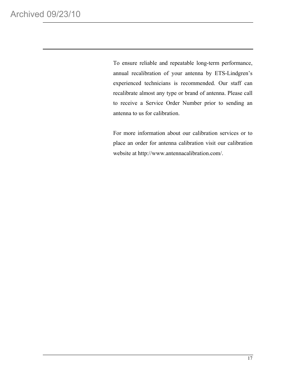 Maintenance | ETS-Lindgren 3142B BiConiLog Antenna (Archived) User Manual | Page 21 / 22